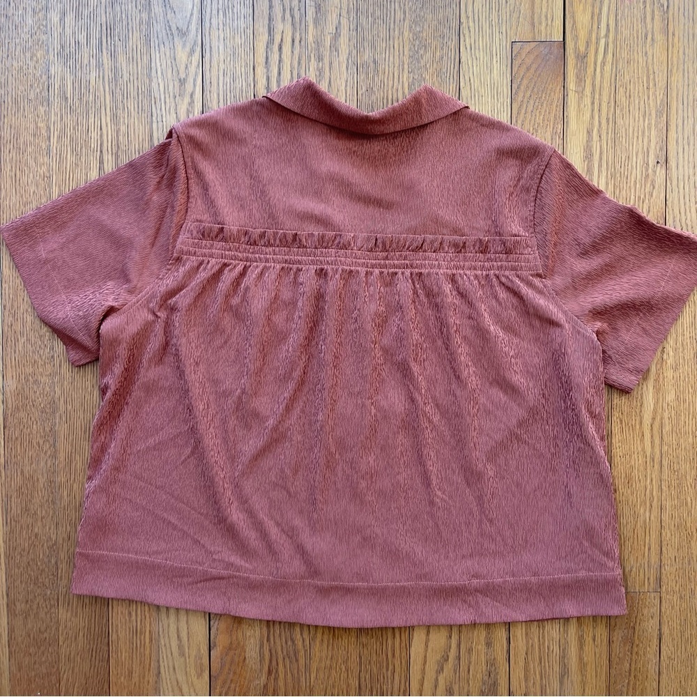 Athleta Echo Top Copper Button Down Short Sleeve 587908 Size Large NWOT - Picture 3 of 5